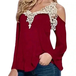 "Clemma" Floral Lace Cold Shoulder Top